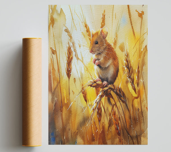Golden Harvest Mouse Print
