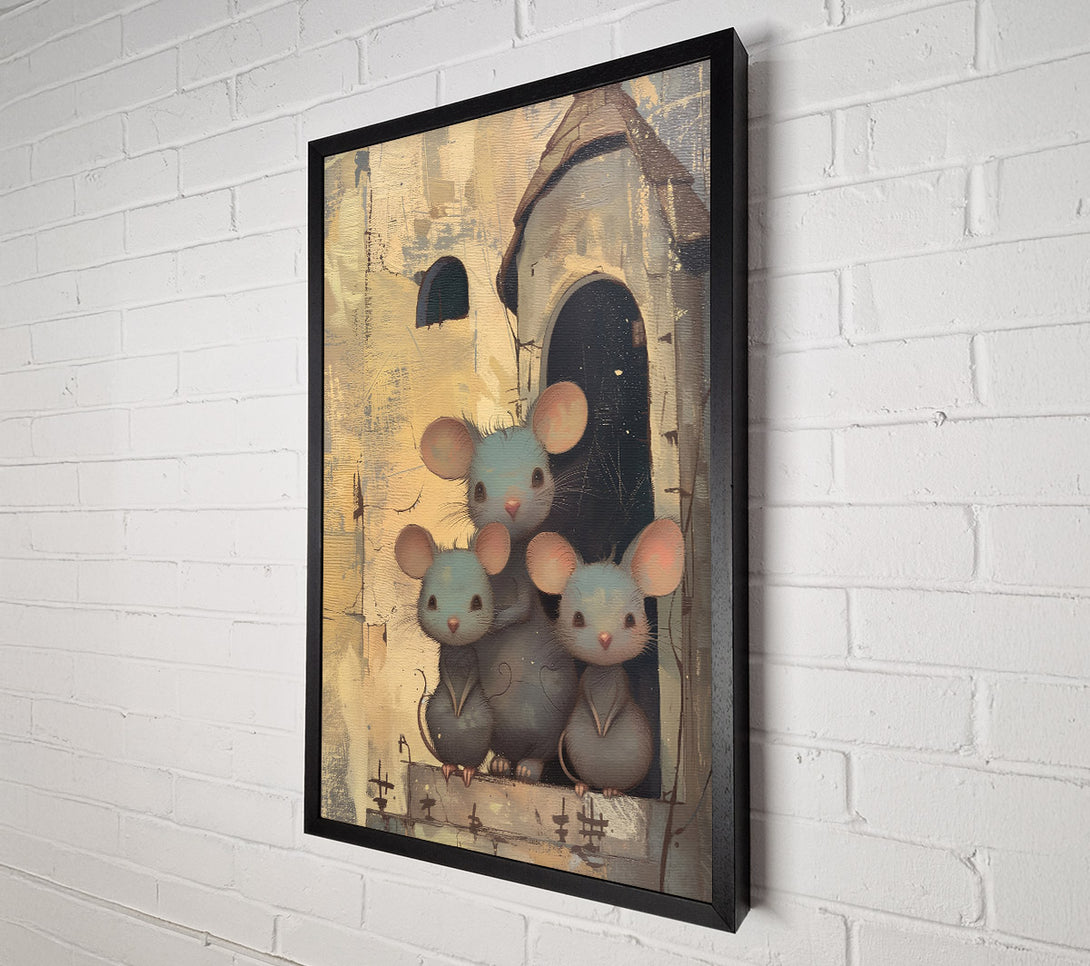  A Canvas Print of Blue Mouse Trio Canvas Art