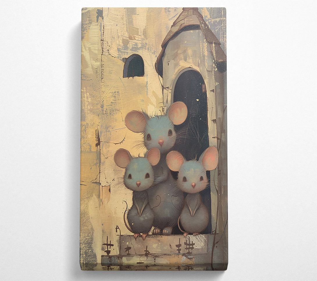  A Canvas Print of Blue Mouse Trio Canvas Art