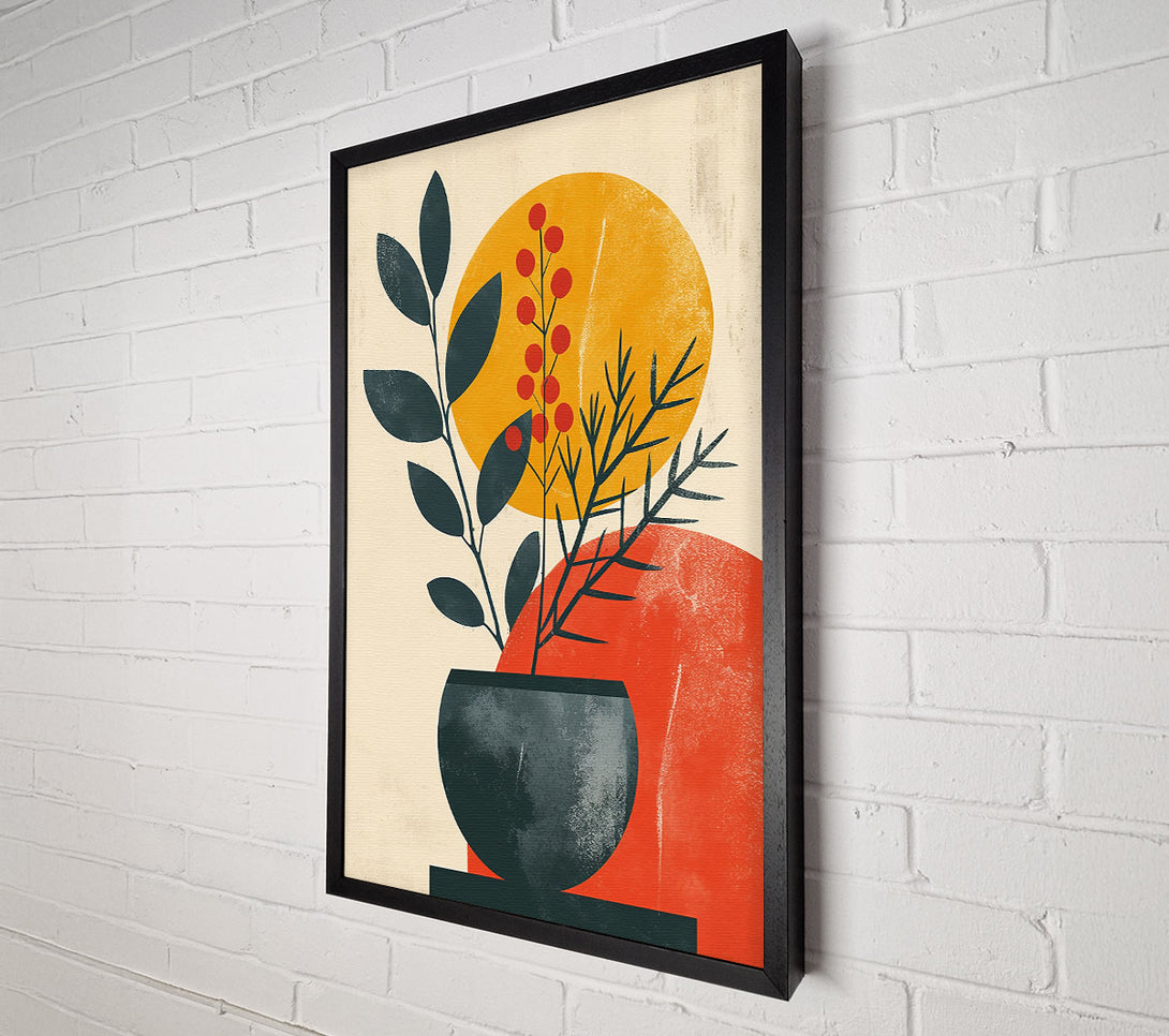  A Canvas Print of Orange Sun And Green Pot Canvas Print