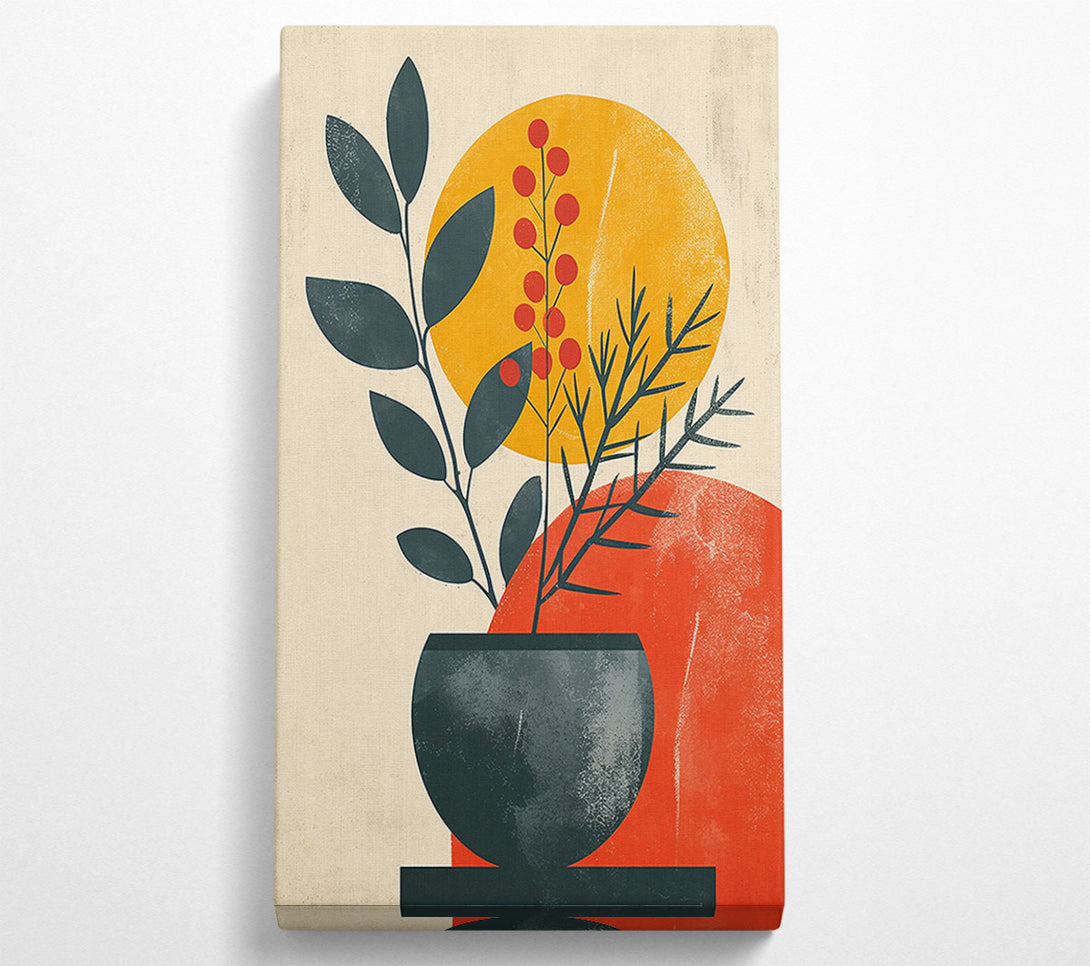  A Canvas Print of Orange Sun And Green Pot Canvas Print