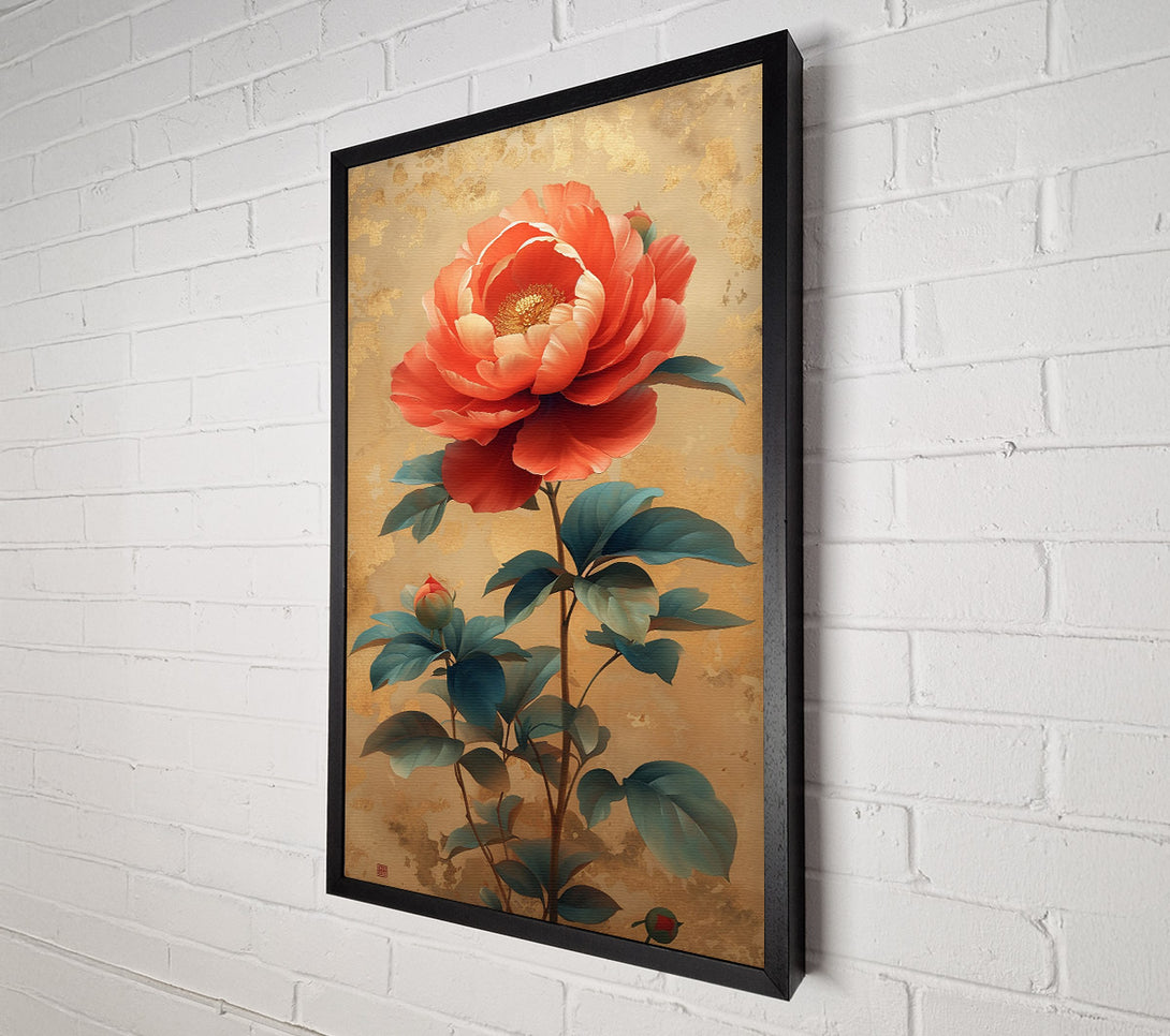  A Canvas Print of Coral Peony Bloom Canvas Wall Art