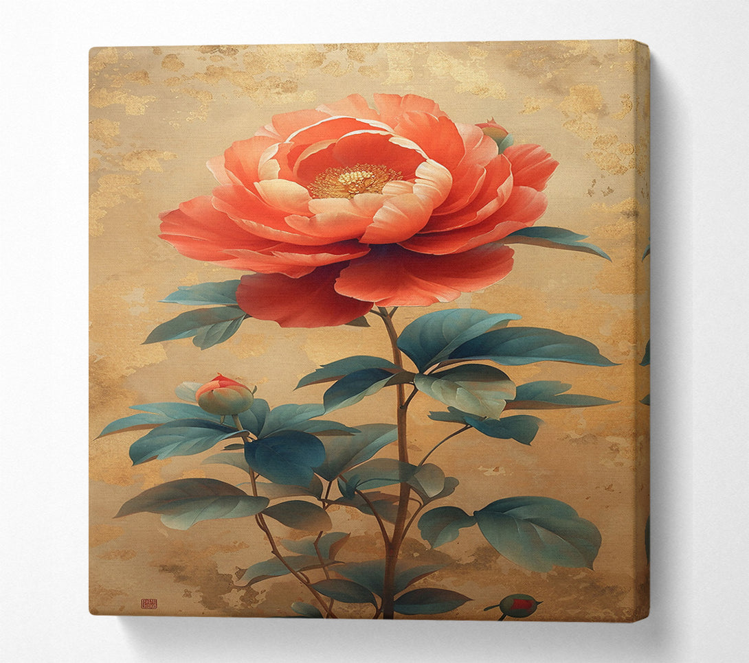  A Canvas Print of Coral Peony Bloom Canvas Wall Art