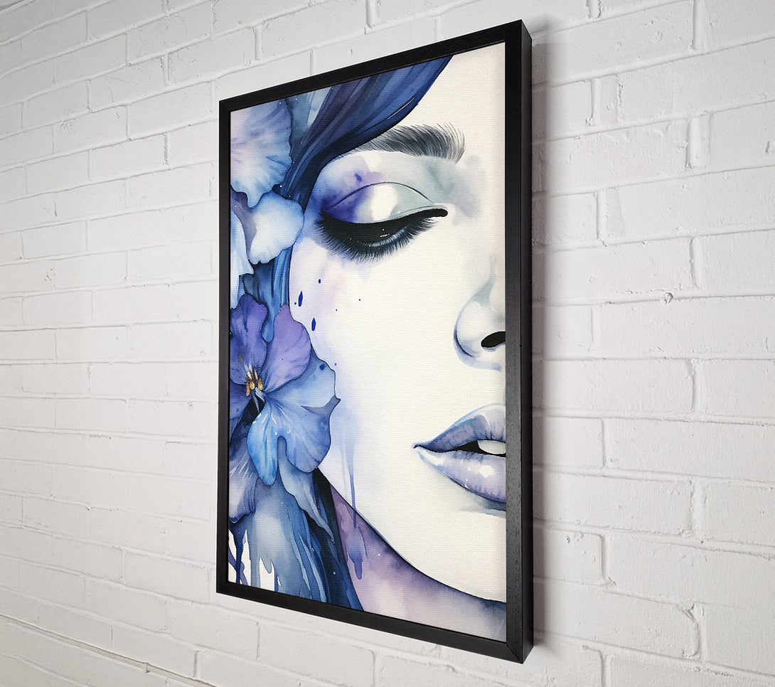  A Canvas Print of Lady With A Blue Flower Canvas Wall Art