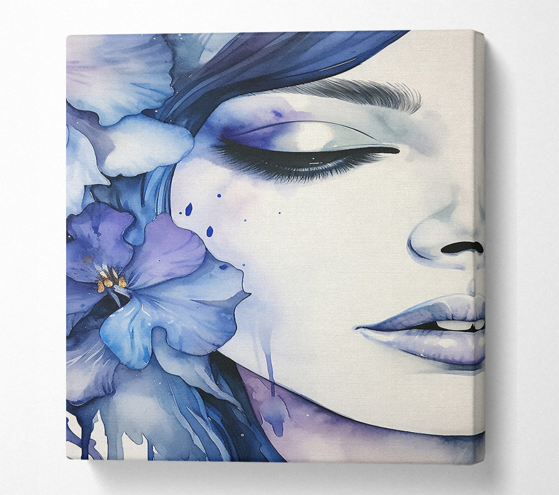  A Canvas Print of Lady With A Blue Flower Canvas Wall Art