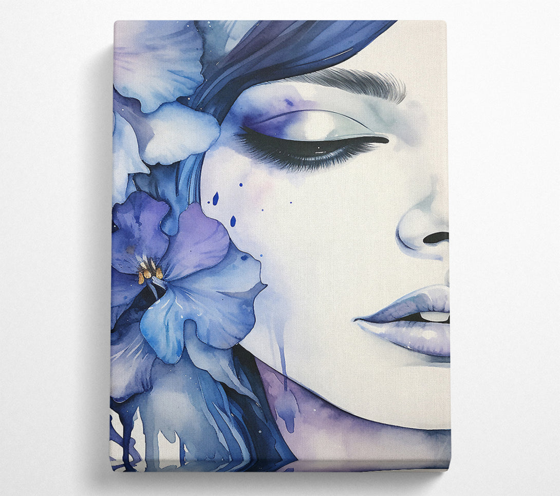  A Canvas Print of Lady With A Blue Flower Canvas Wall Art
