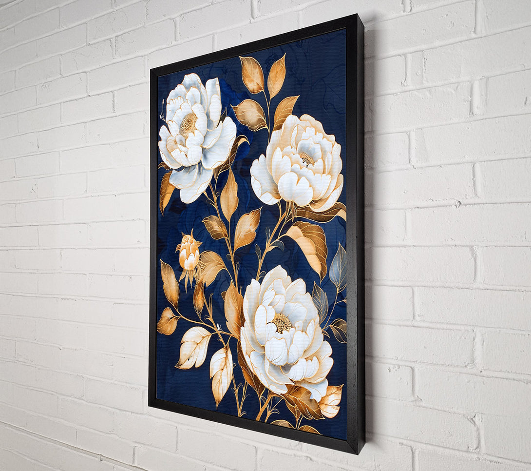  A Canvas Print of Azure Bloom Gold Canvas Art