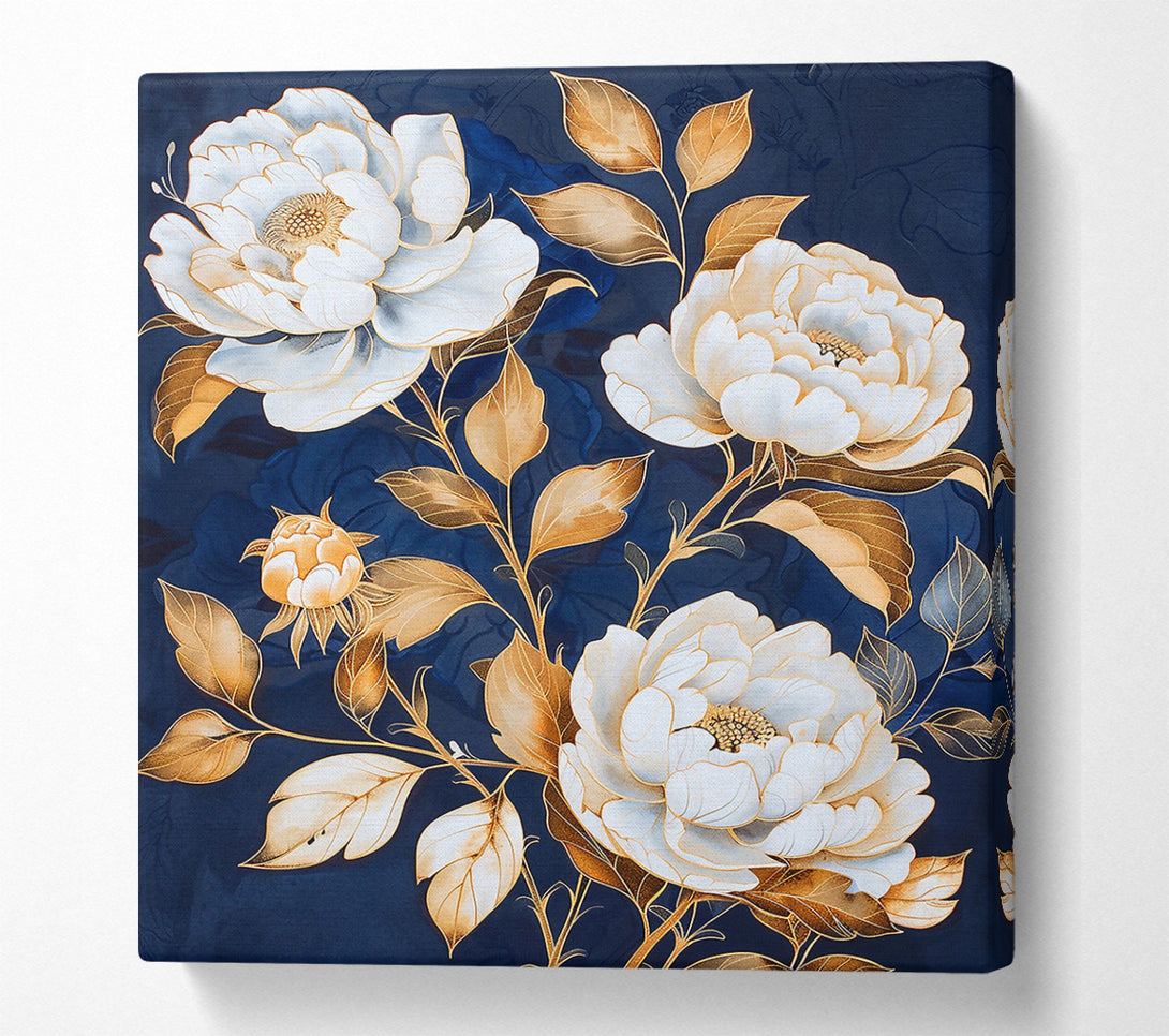  A Canvas Print of Azure Bloom Gold Canvas Art