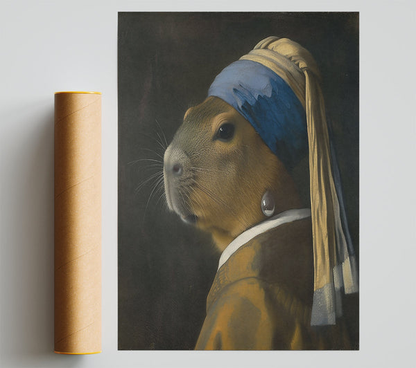 The Blue Capybara Girl Print