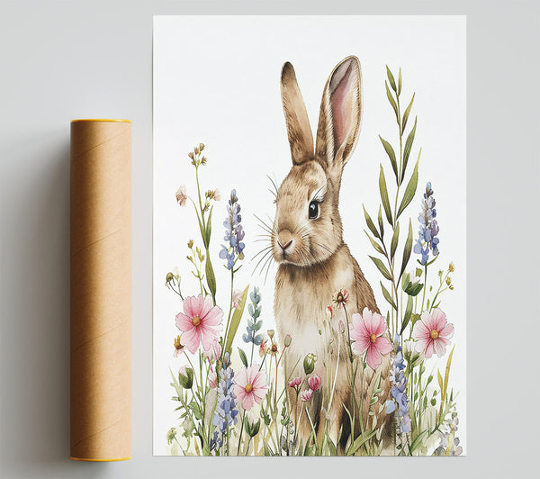 Pink Bunny Blooms Poster