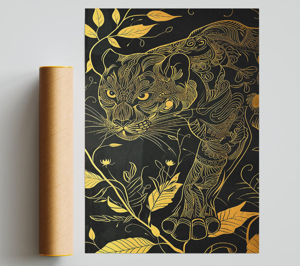 Golden Jungle Cat Poster