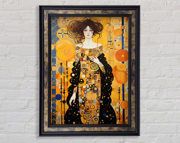 Lady With Coat Klimt Style Framed Print