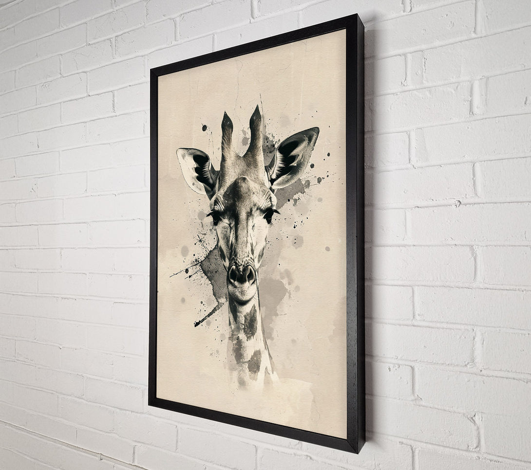  A Canvas Print of Beige Giraffe Gaze Canvas Art