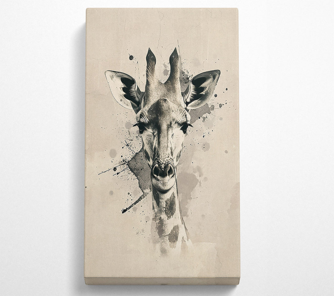  A Canvas Print of Beige Giraffe Gaze Canvas Art
