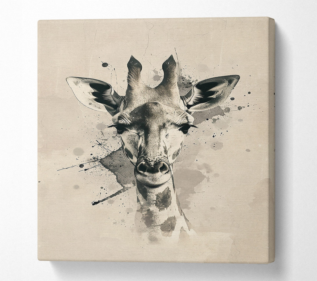  A Canvas Print of Beige Giraffe Gaze Canvas Art