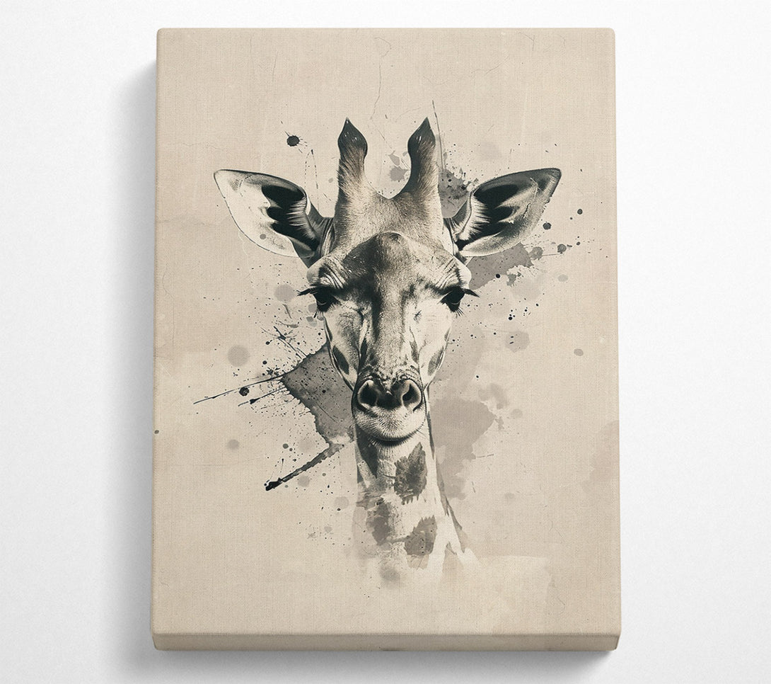  A Canvas Print of Beige Giraffe Gaze Canvas Art