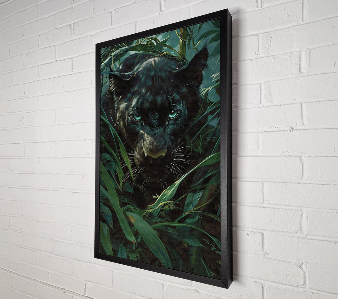  A Canvas Print of Emerald Eyes In The Black Night. Canvas Wall Art