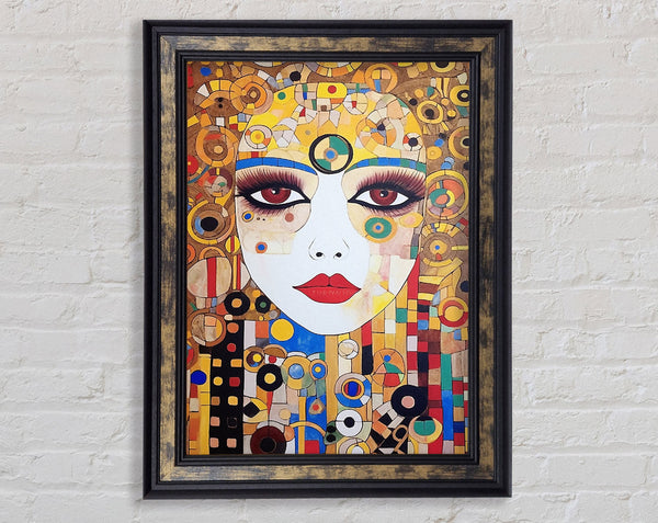 Lady With Lashes Klimt Style Framed Print