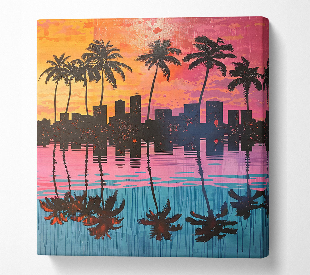  A Canvas Print of Pink City Reflections Canvas Print
