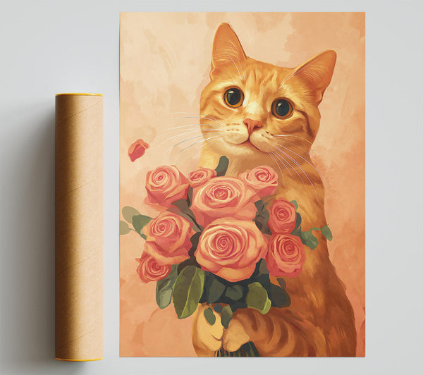 Orange Cat'S Bouquet Giclee Print