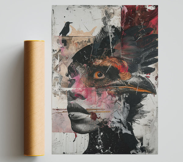 Crimson Avian Gaze Print