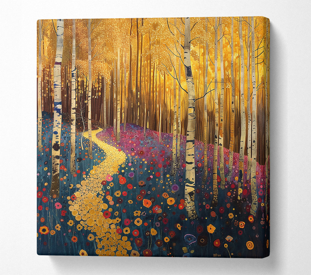  A Canvas Print of Golden Path Through Teal Woods Canvas Art