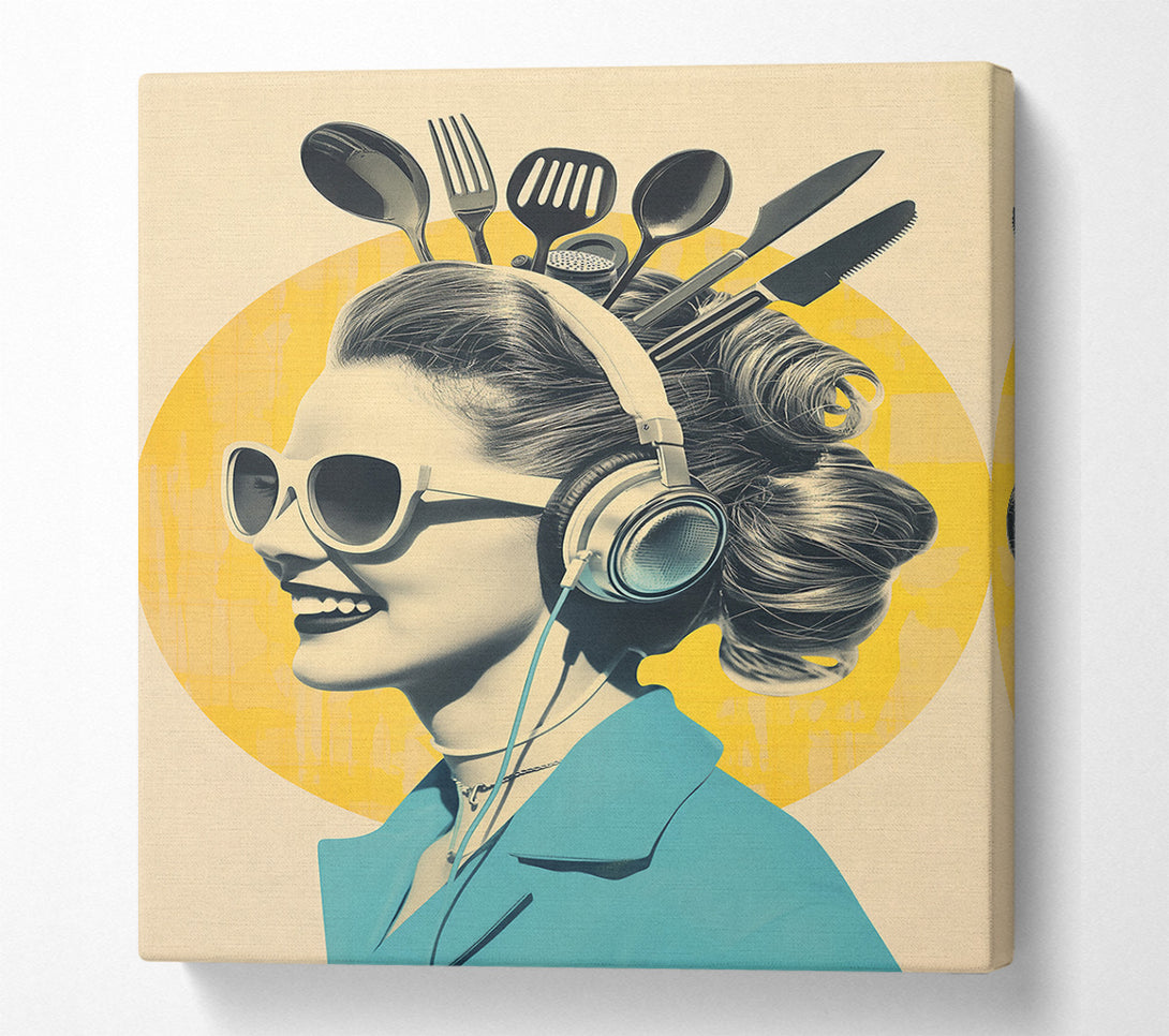  A Canvas Print of Blue Kitchen Groove. Canvas Art