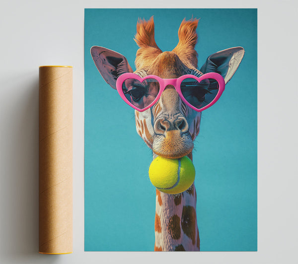 Pink Giraffe'S Catch Poster