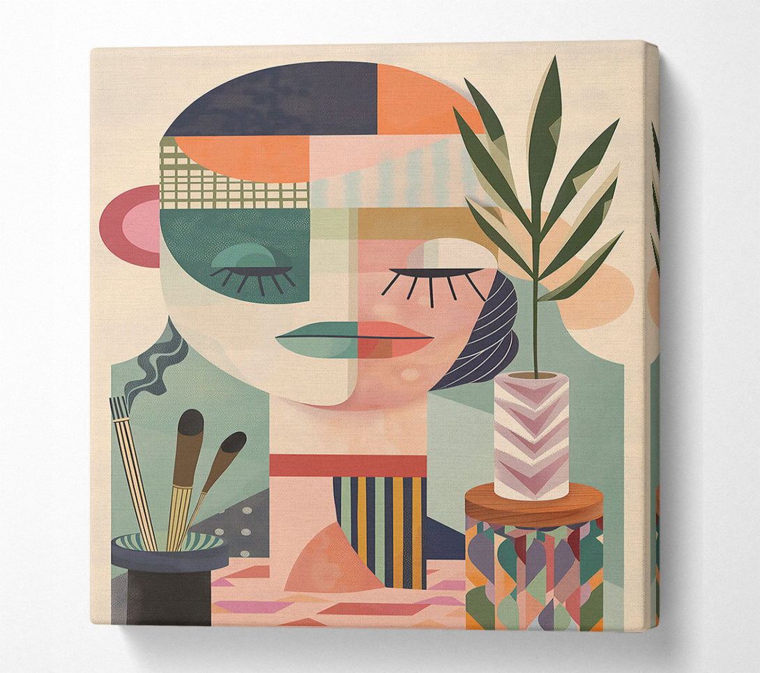  A Canvas Print of Pink Geometric Serenity Canvas Print