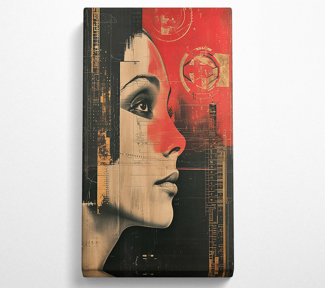  A Canvas Print of Crimson Profile Code Canvas Wall Art