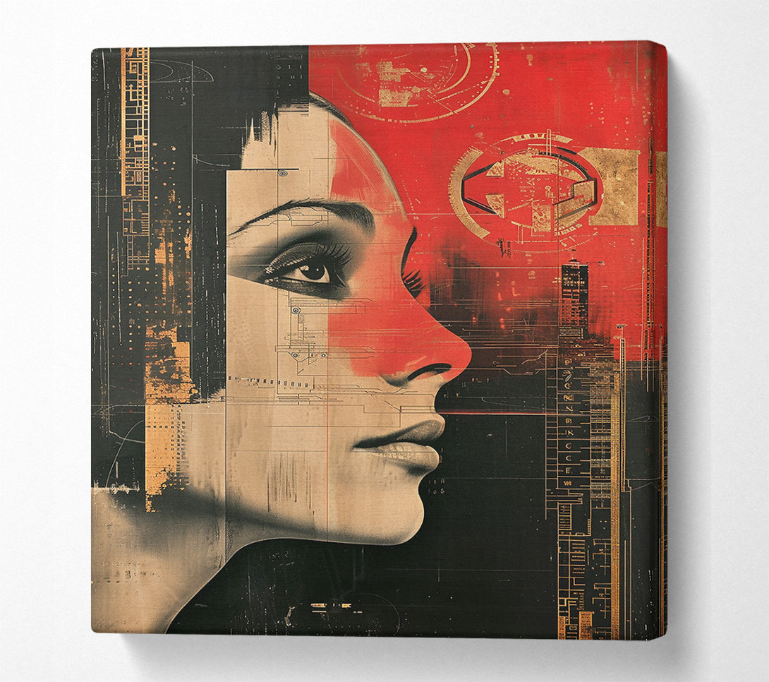  A Canvas Print of Crimson Profile Code Canvas Wall Art