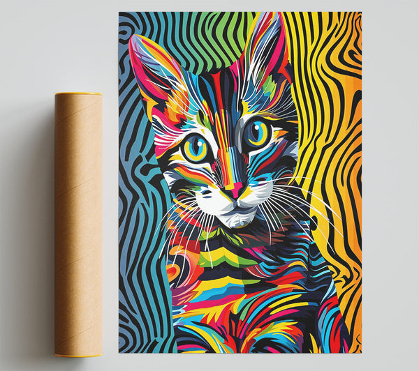 Yellow Striped Cat Giclee Print