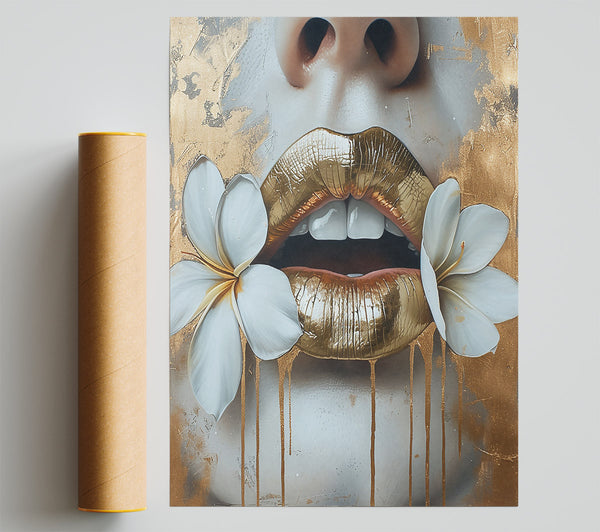 Golden Bloom Lips Giclee Print
