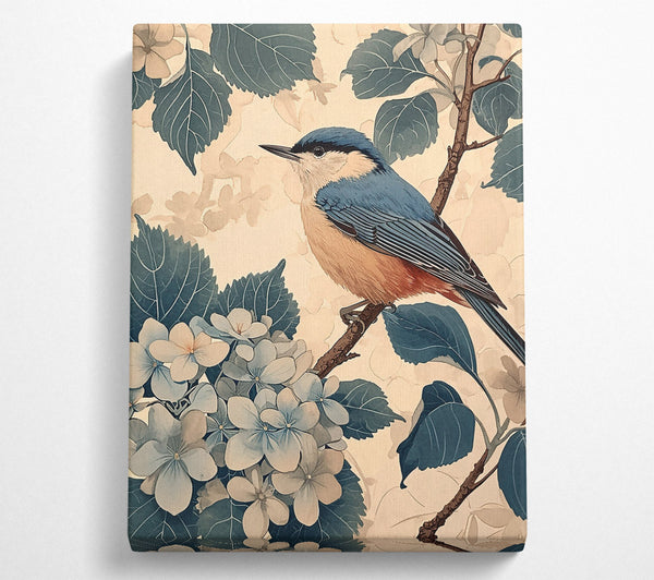  A Canvas Print of Blue Nuthatch In Bloom Canvas Print