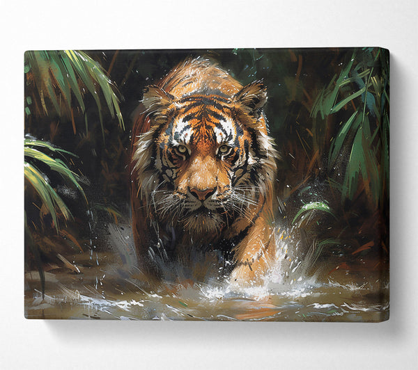  A Canvas Print of Golden Tiger'S Prowl Canvas Wall Art