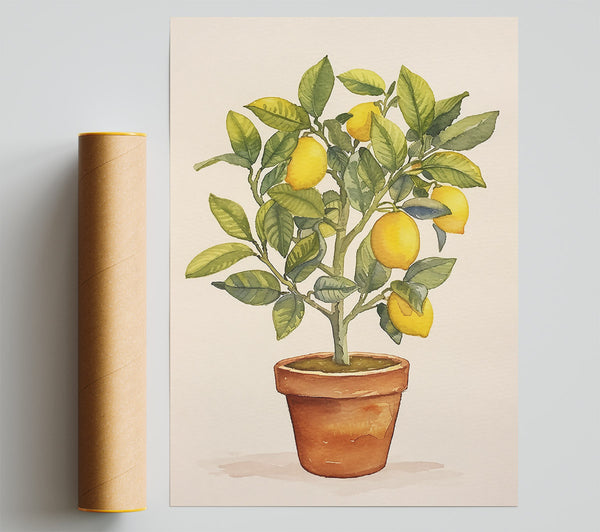 Yellow Lemon Tree Potted Poster