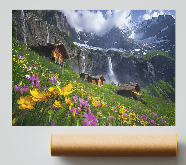 Yellow Mountainside Blooms Print