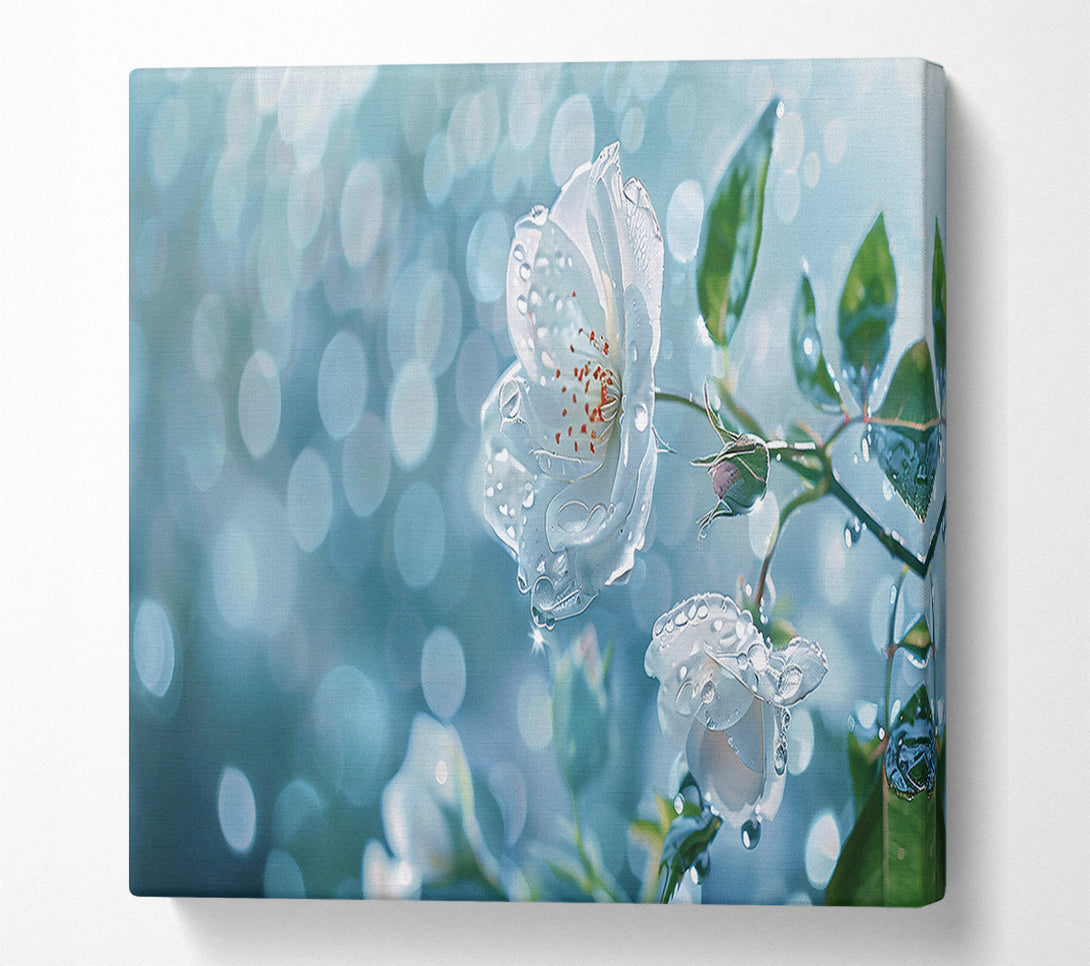  A Canvas Print of Aqua Dewy Bloom Canvas Wall Art
