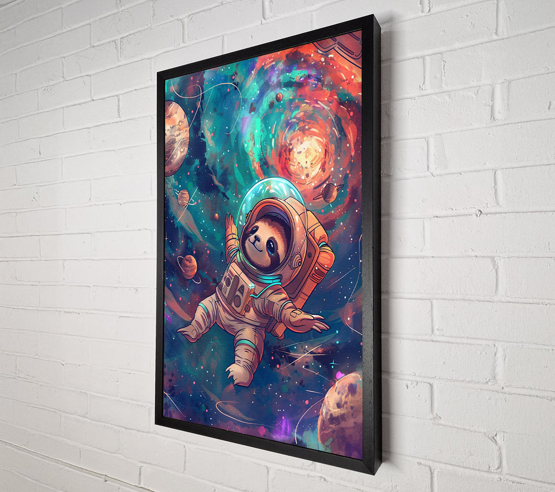  A Canvas Print of Teal Space Sloth Canvas Wall Art