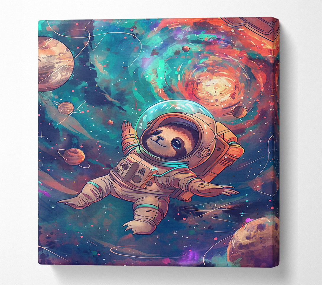  A Canvas Print of Teal Space Sloth Canvas Wall Art