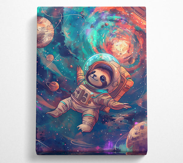  A Canvas Print of Teal Space Sloth Canvas Wall Art
