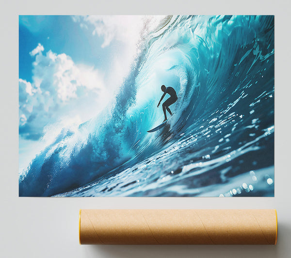 Blue Wave Rider Poster