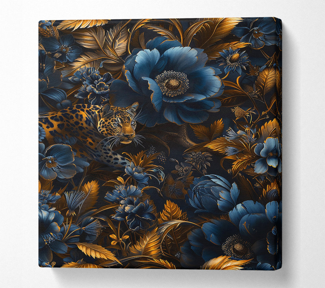  A Canvas Print of Leopard Gold Leaves Canvas Wall Art