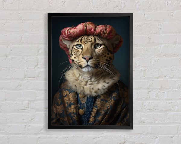 Leopard Hat Renaissance Framed Print