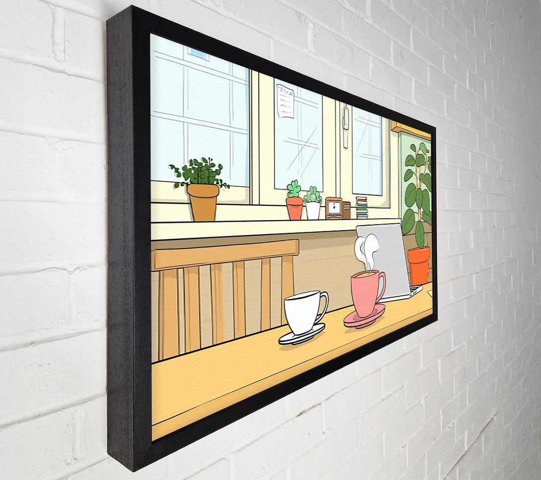  A Canvas Print of Pink Steam And Coffee Canvas Wall Art