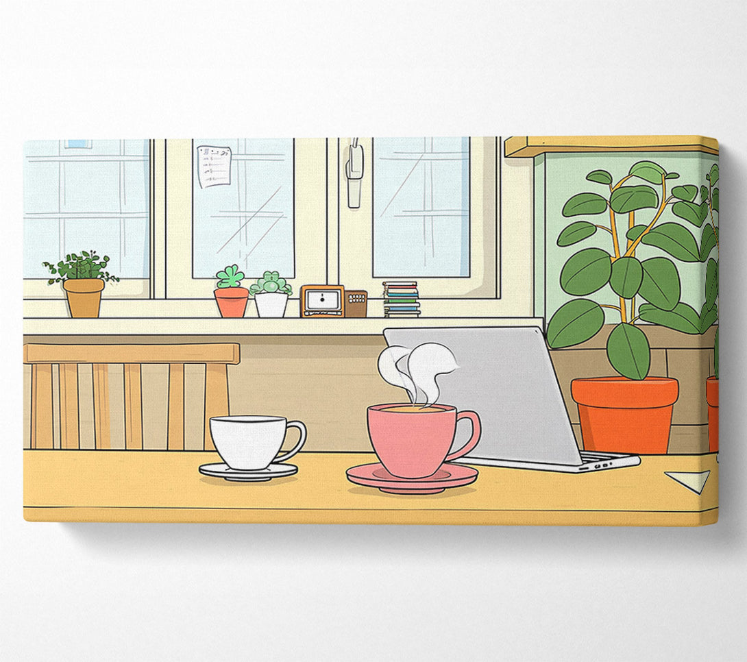  A Canvas Print of Pink Steam And Coffee Canvas Wall Art