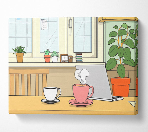  A Canvas Print of Pink Steam And Coffee Canvas Wall Art