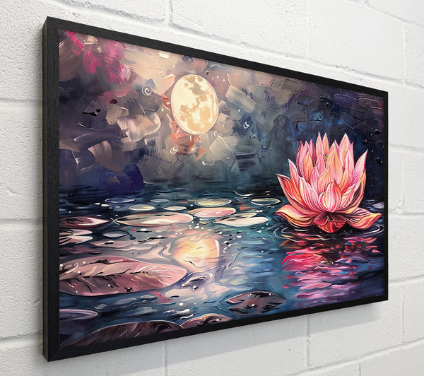 Pink Lotus Moonlit Night