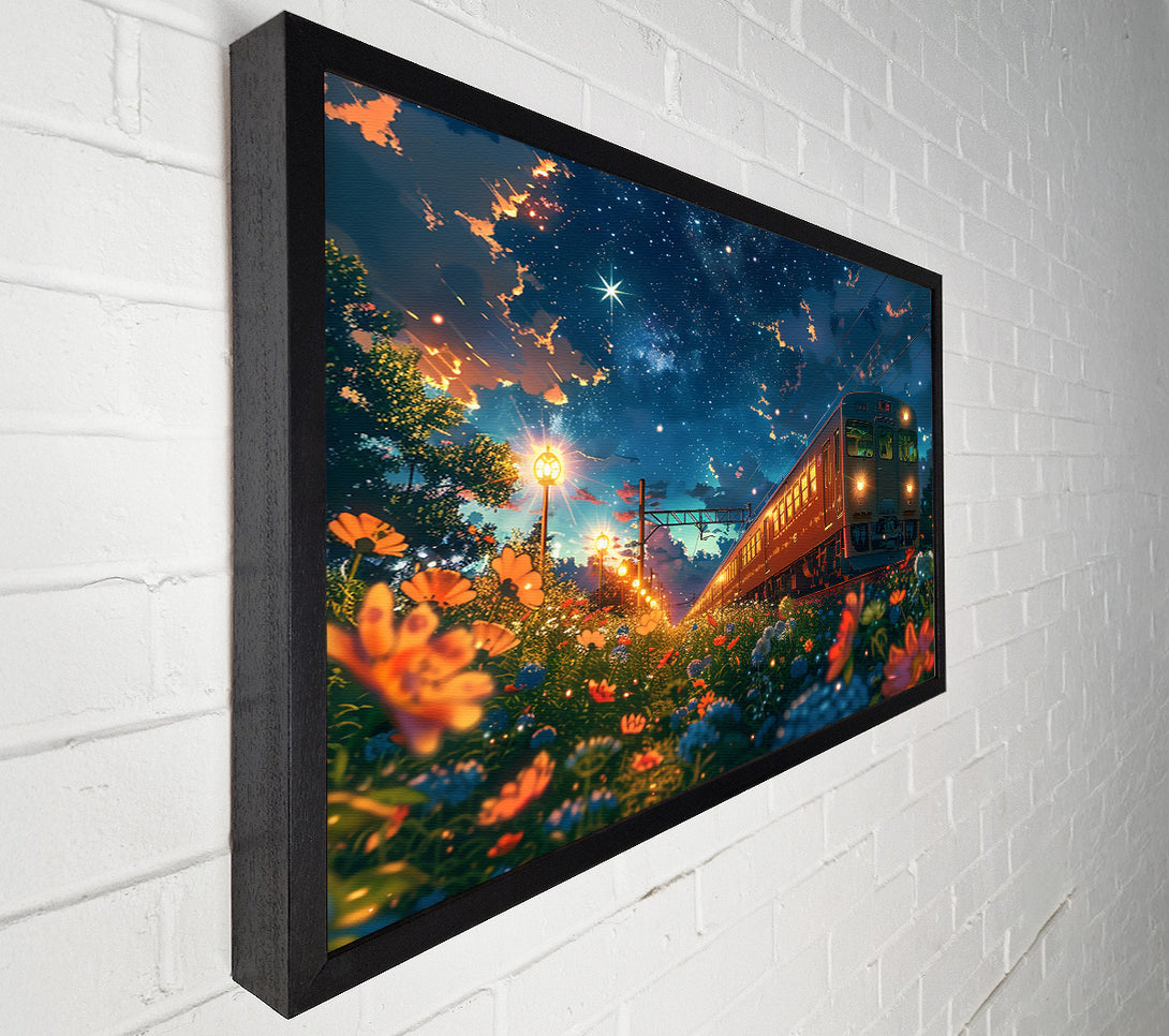  A Canvas Print of Blue Night Train Journey Canvas Art