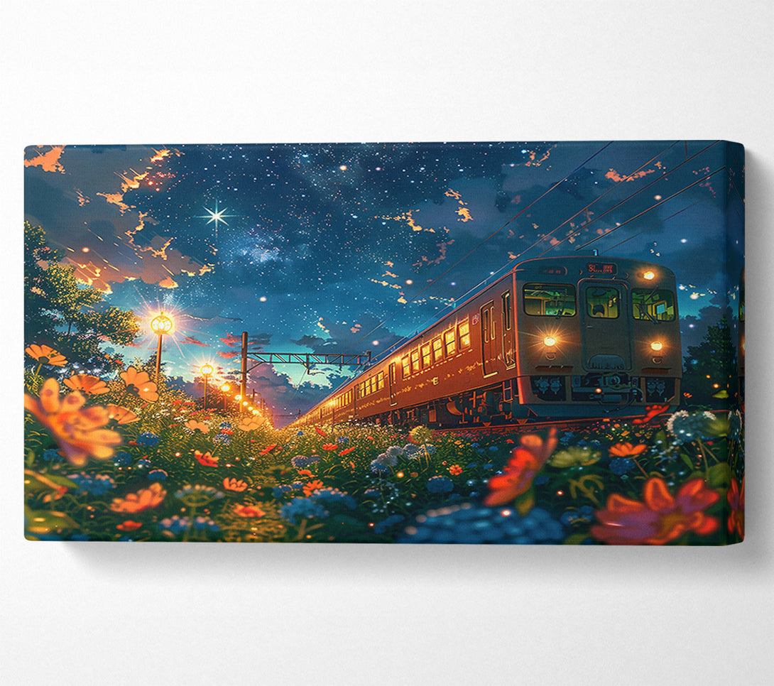  A Canvas Print of Blue Night Train Journey Canvas Art